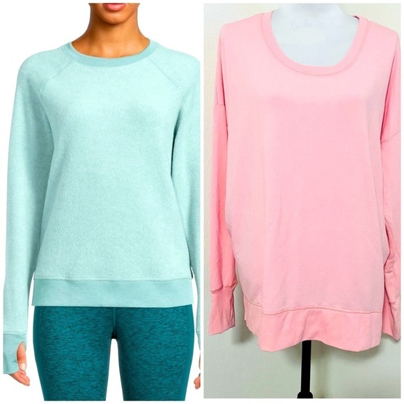 Avia Women’s Pink XL (16-18) Blouse Thumb Holes Scoop Neck Relaxed Comfy EUC - Picture 1 of 9